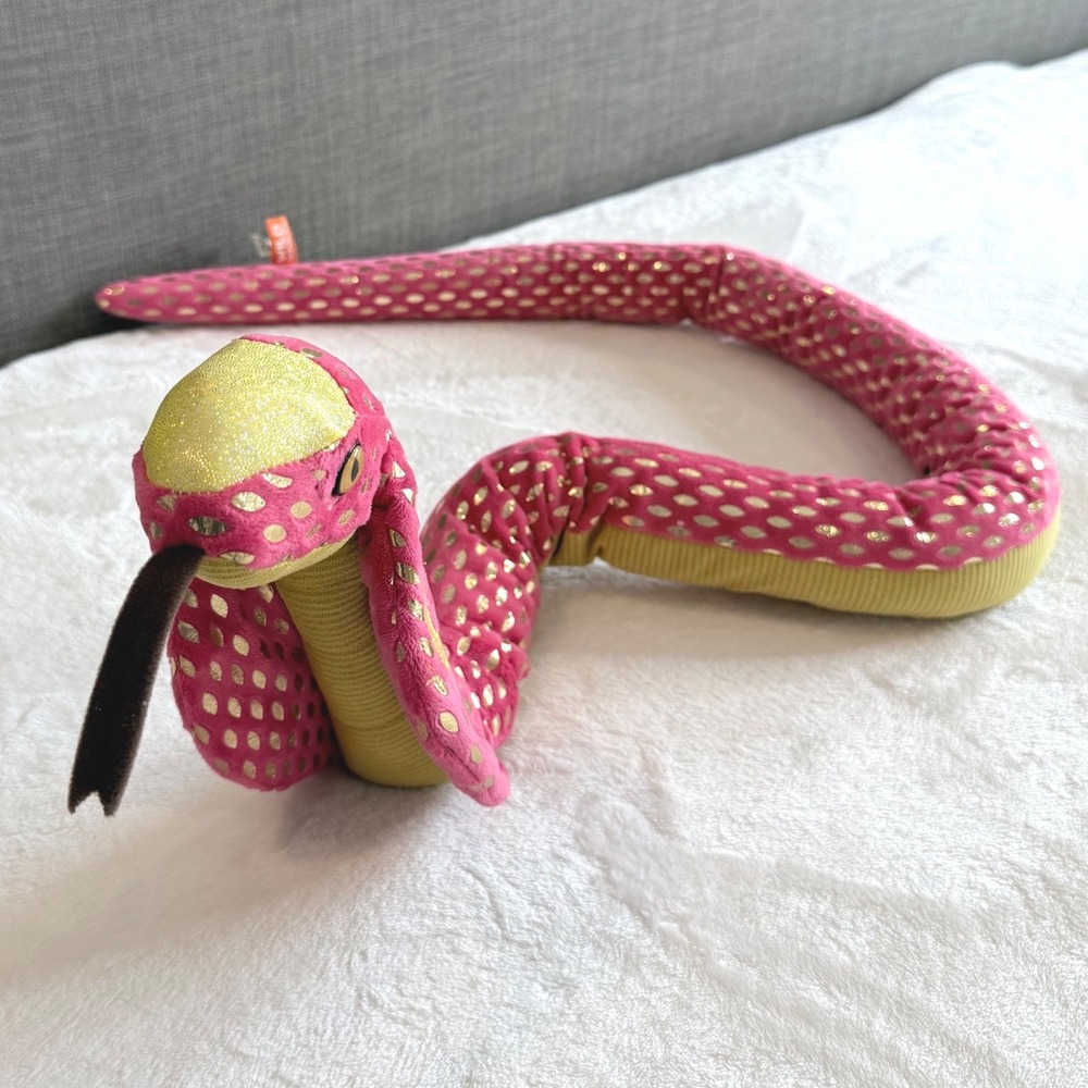 Wild Republic Pink Gold Spotted Snake Plush 48" Stuffed Animal K&M Toy - Picture 10 of 12